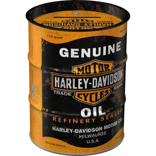 5131507-nostalgic-art-11-5cm-round-money-box-oil-barrel-harley-davidson-genuine
