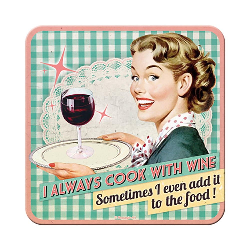 5146121-nostalgic-art-metal-square-drinks-coaster-cook-with-wine-9x9cm