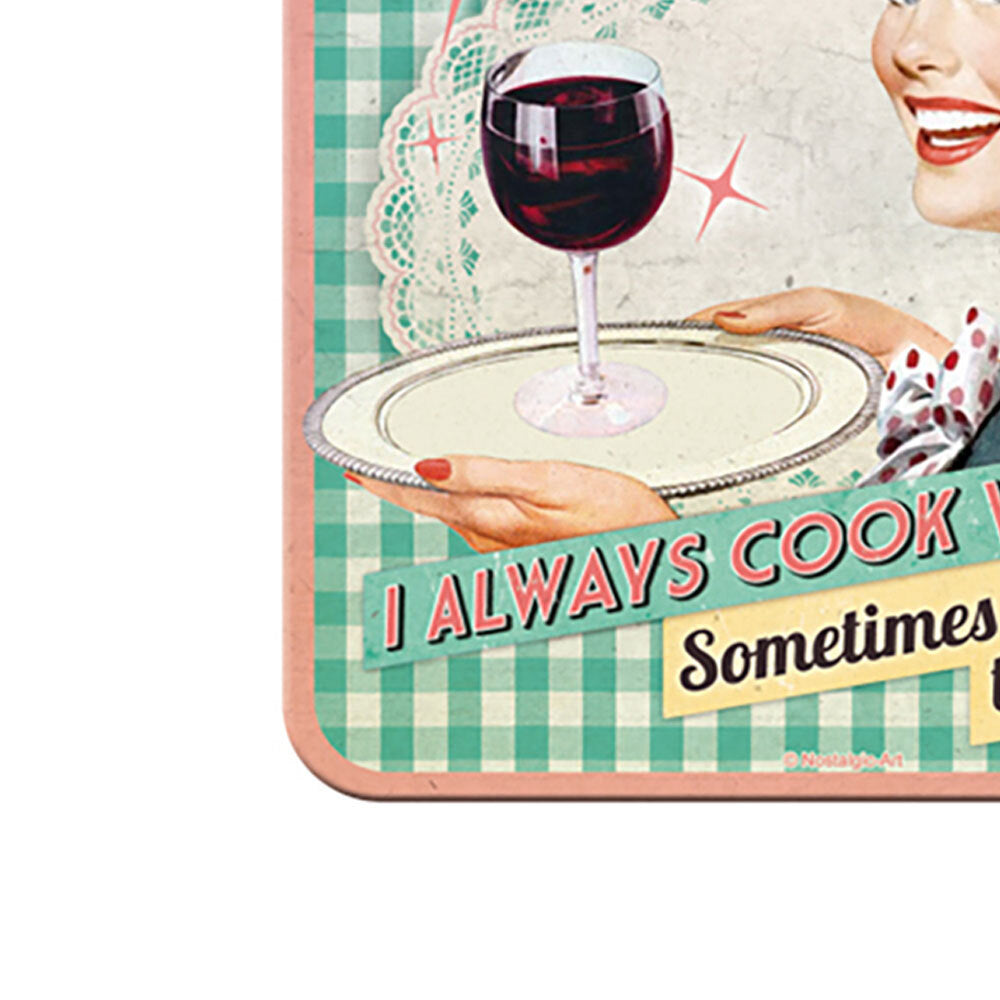 5146121-nostalgic-art-metal-square-drinks-coaster-cook-with-wine-9x9cm