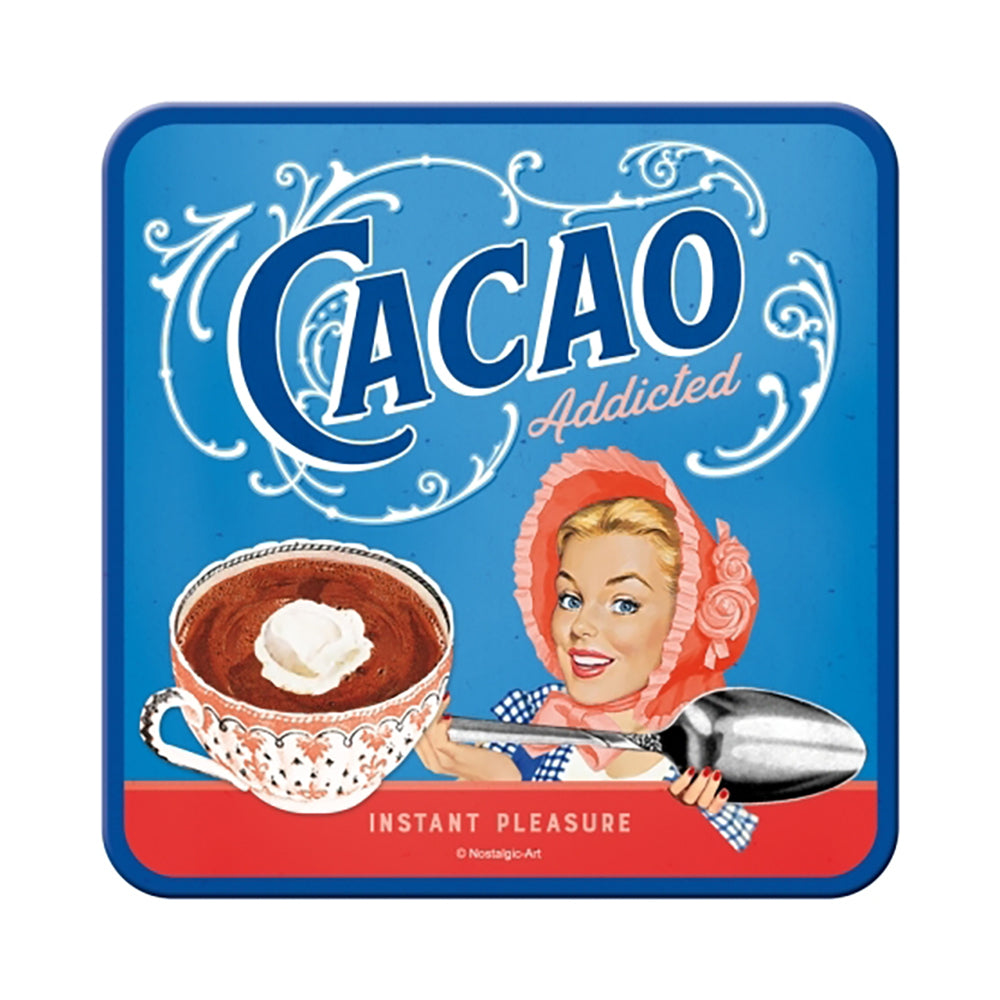 5146152-nostalgic-art-metal-square-drinks-coaster-cacao-addicted-9x9cm