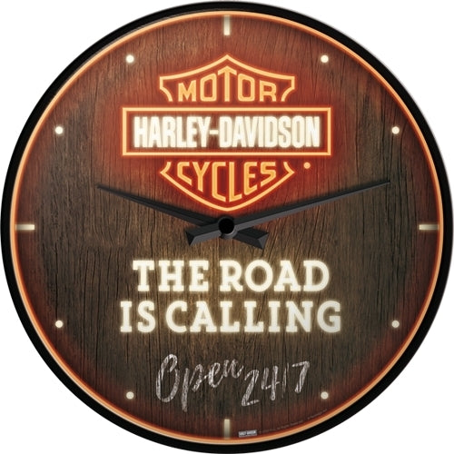 5151202-nostalgic-art-30cm-harley-davidson-the-road-is-calling-round-wall-clock