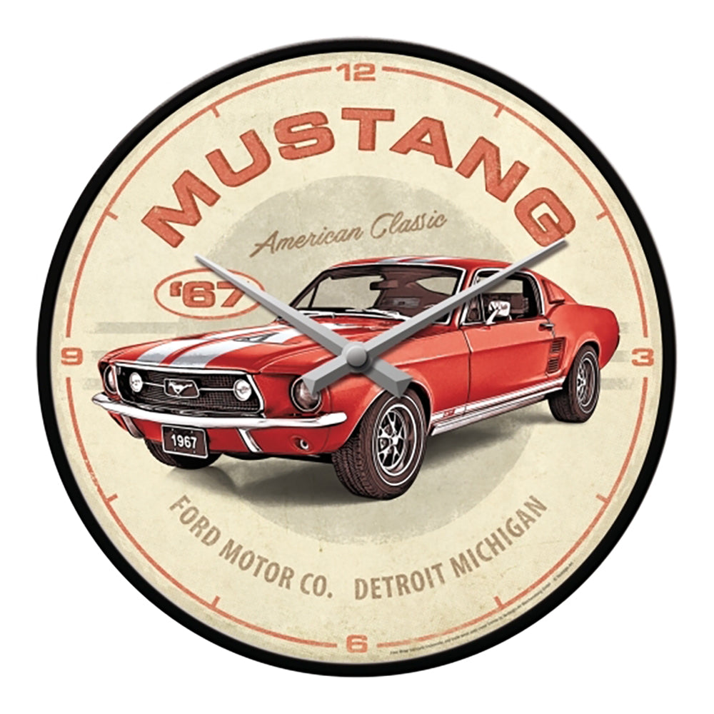 5151208-nostalgic-art-30cm-wall-clock-ford-mustang-gt-1967-red