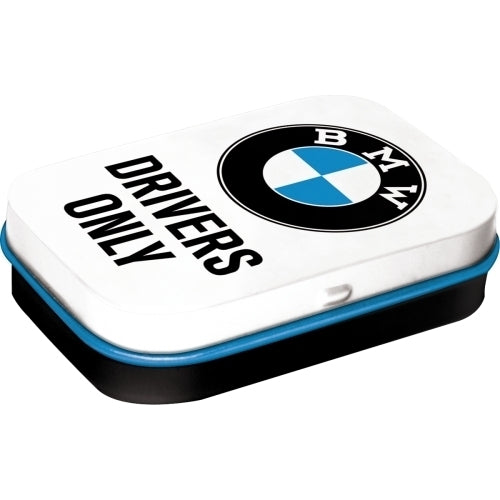5181344-nostalgic-art-6cm-mint-tin-box-bmw-drivers-only-fresh-breath-hard-candy