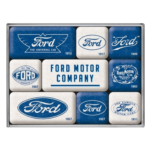 5183123-9pc-nostalgic-art-ford-logo-evolution-2-2cm-4-5cm-magnet-set