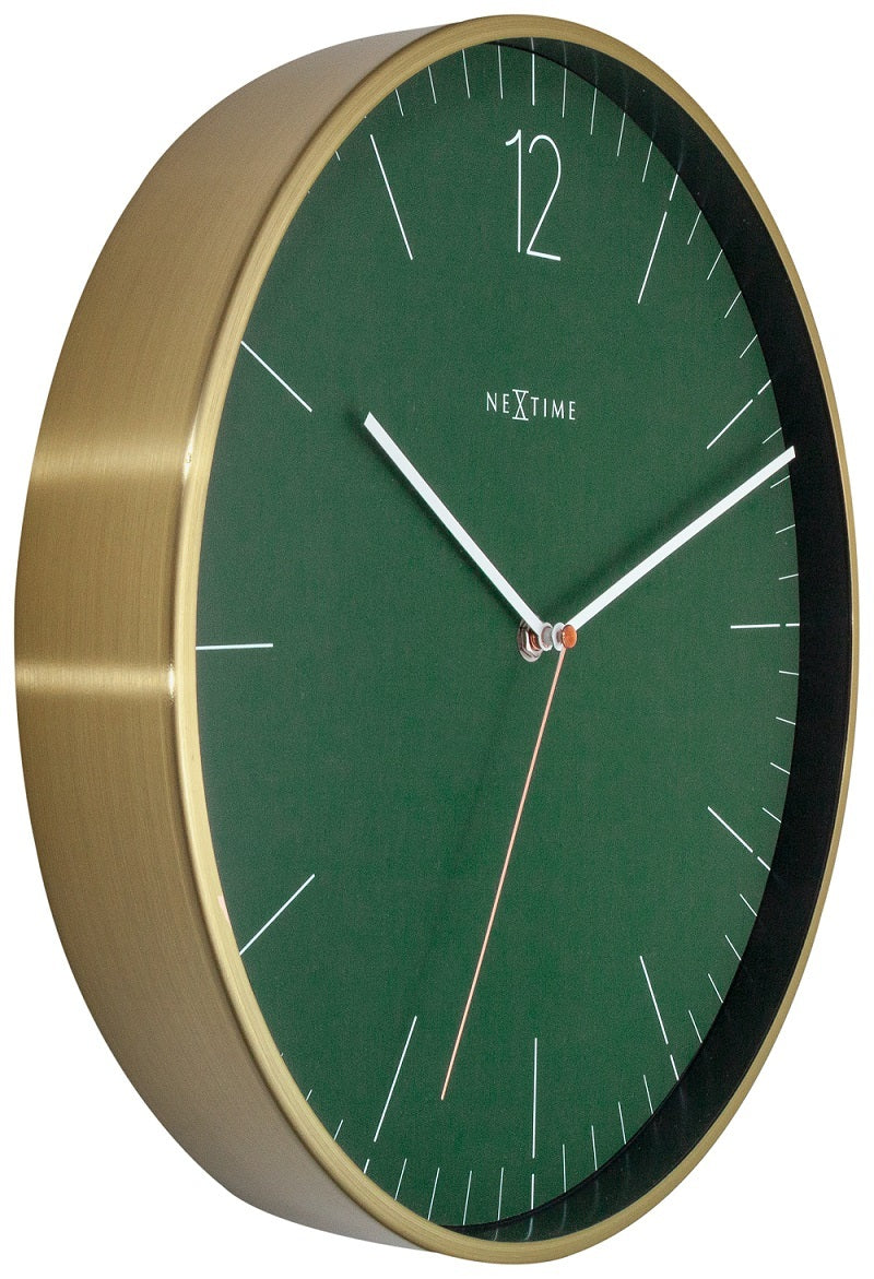 573252gn-nextime-essential-34cm-gold-wall-clock-analogue-round-green