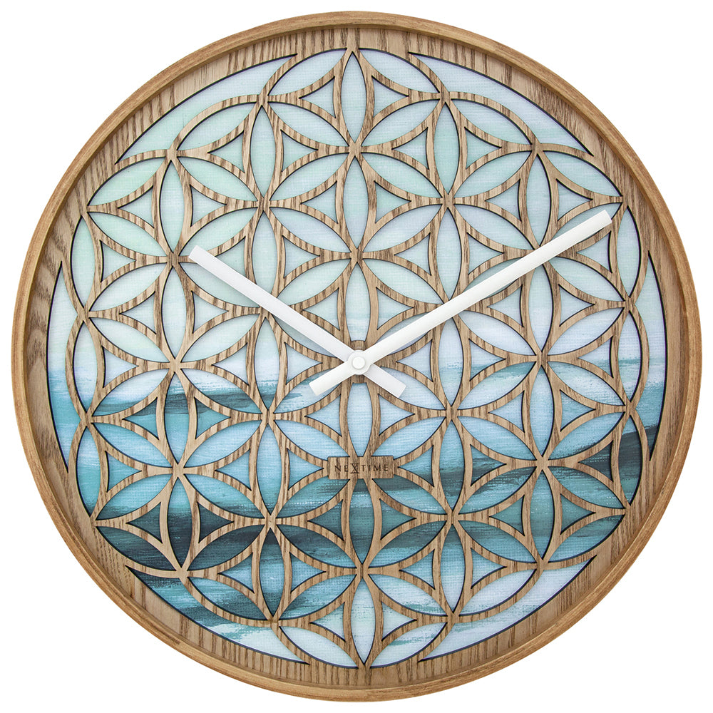 573306-nextime-concord-wood-analogue-40cm-wall-clock-green