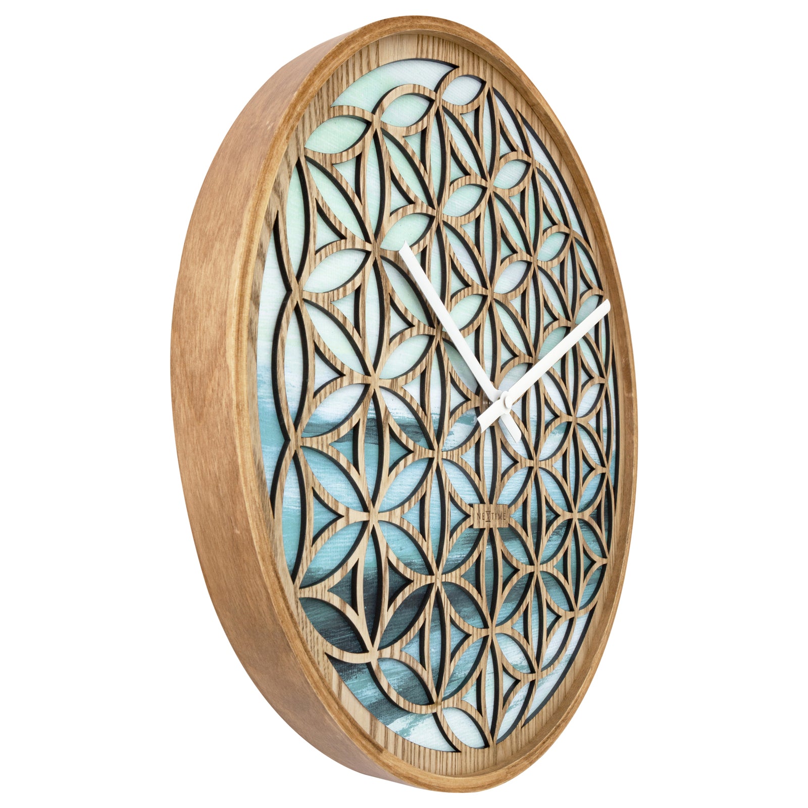 573306-nextime-concord-wood-analogue-40cm-wall-clock-green