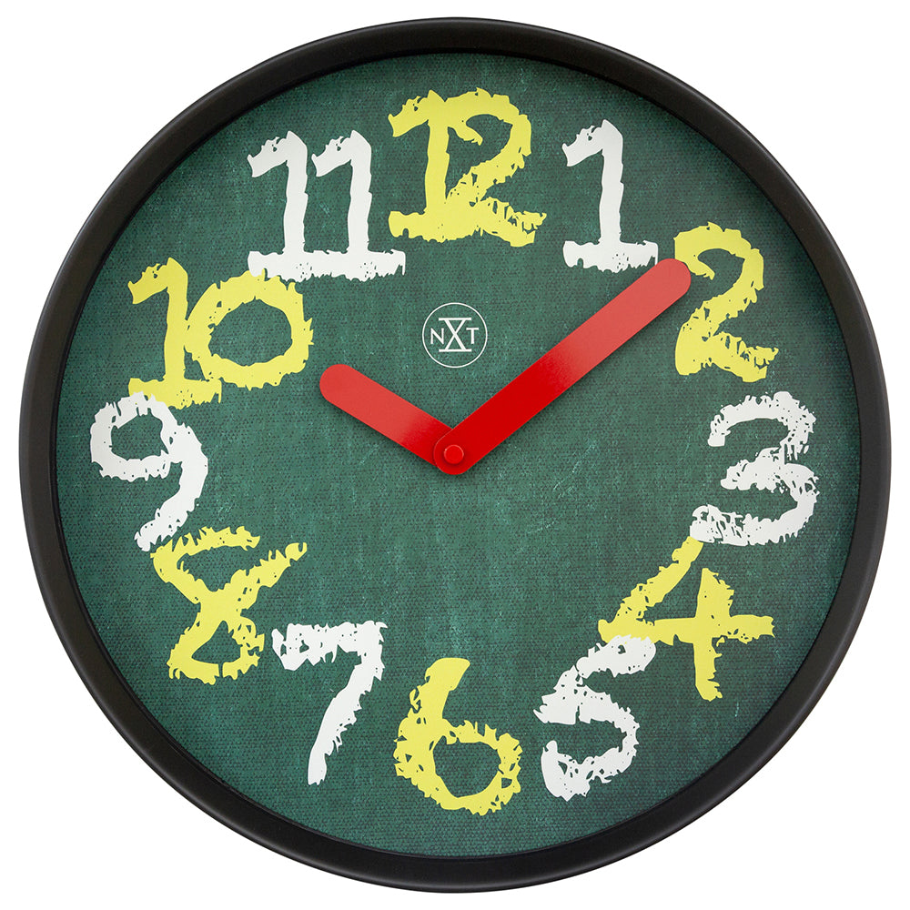 577365gn-nextime-chalkboard-plastic-analogue-30cm-wall-clock-green