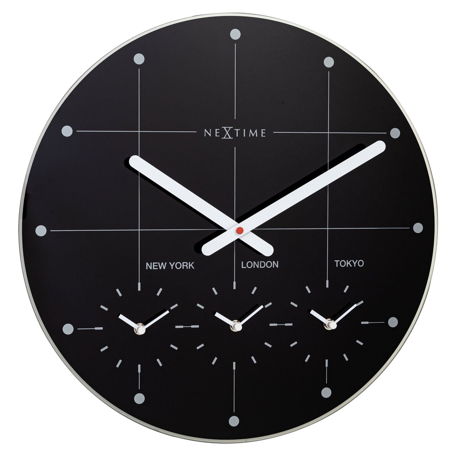 578197zw-nextime-43cm-big-city-multiple-time-zone-round-wall-clock-black