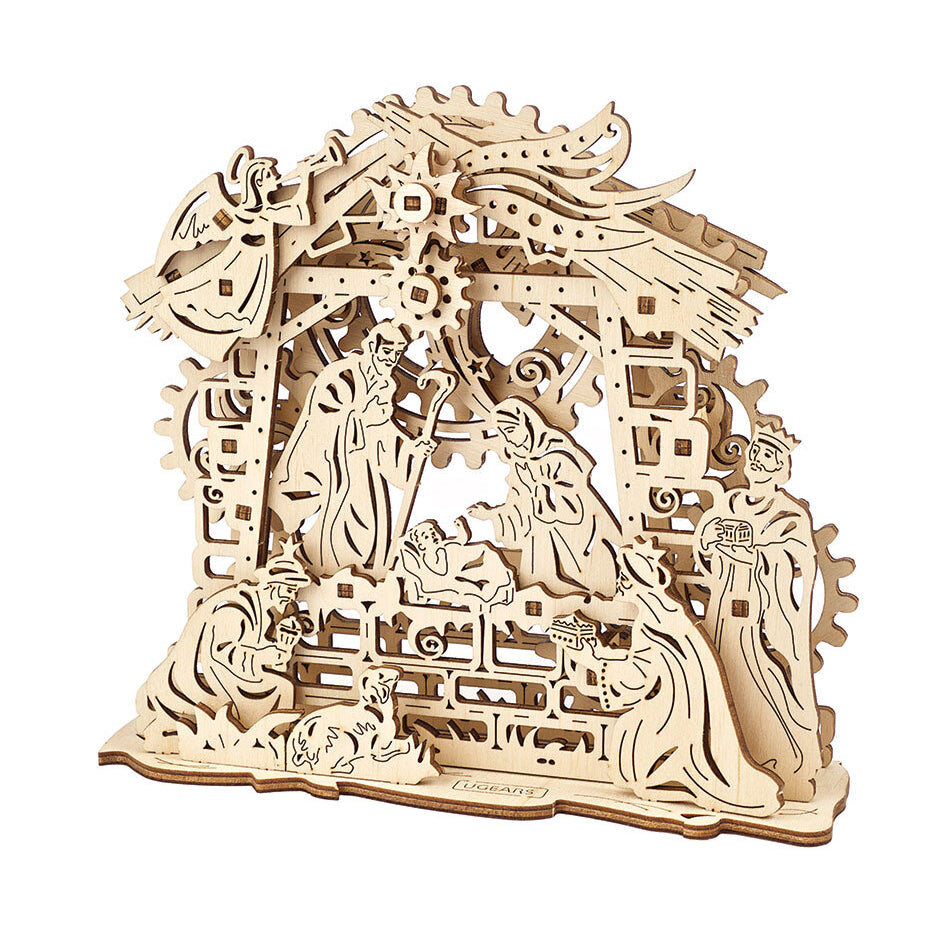 70141-ugears-nativity-scene-mechanical-diy-wooden-3d-puzzle-9pc