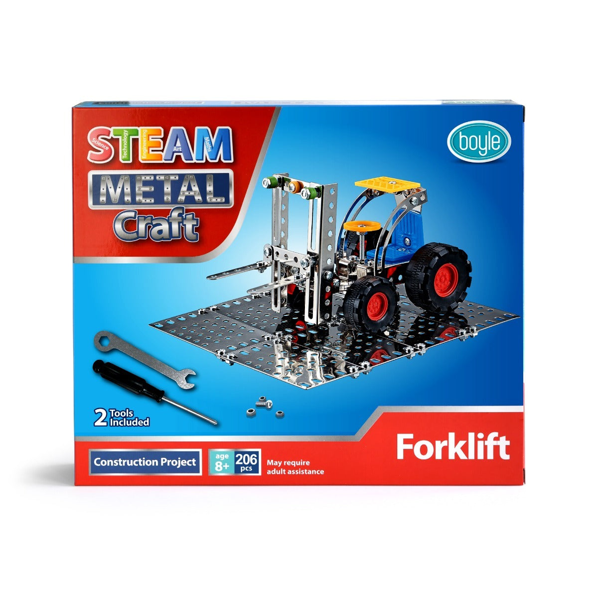 88001-steam-metal-craft-18cm-forklift-diy-construction-kit-toy-kids-8y