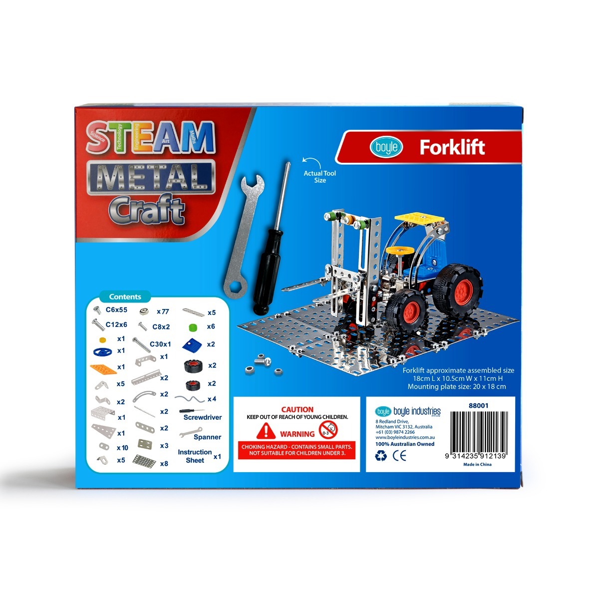 88001-steam-metal-craft-18cm-forklift-diy-construction-kit-toy-kids-8y