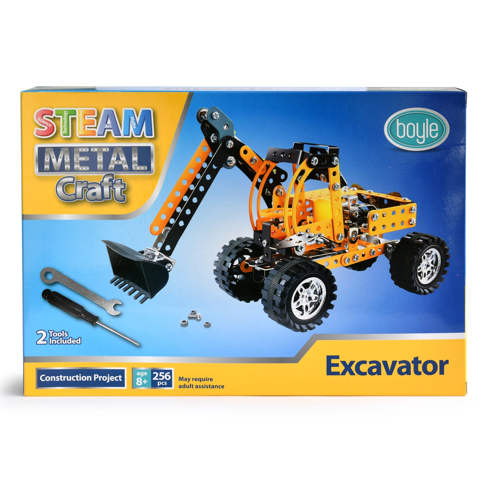 88006-steam-metal-craft-27cm-excavator-diy-construction-kit-toy-kids-8y