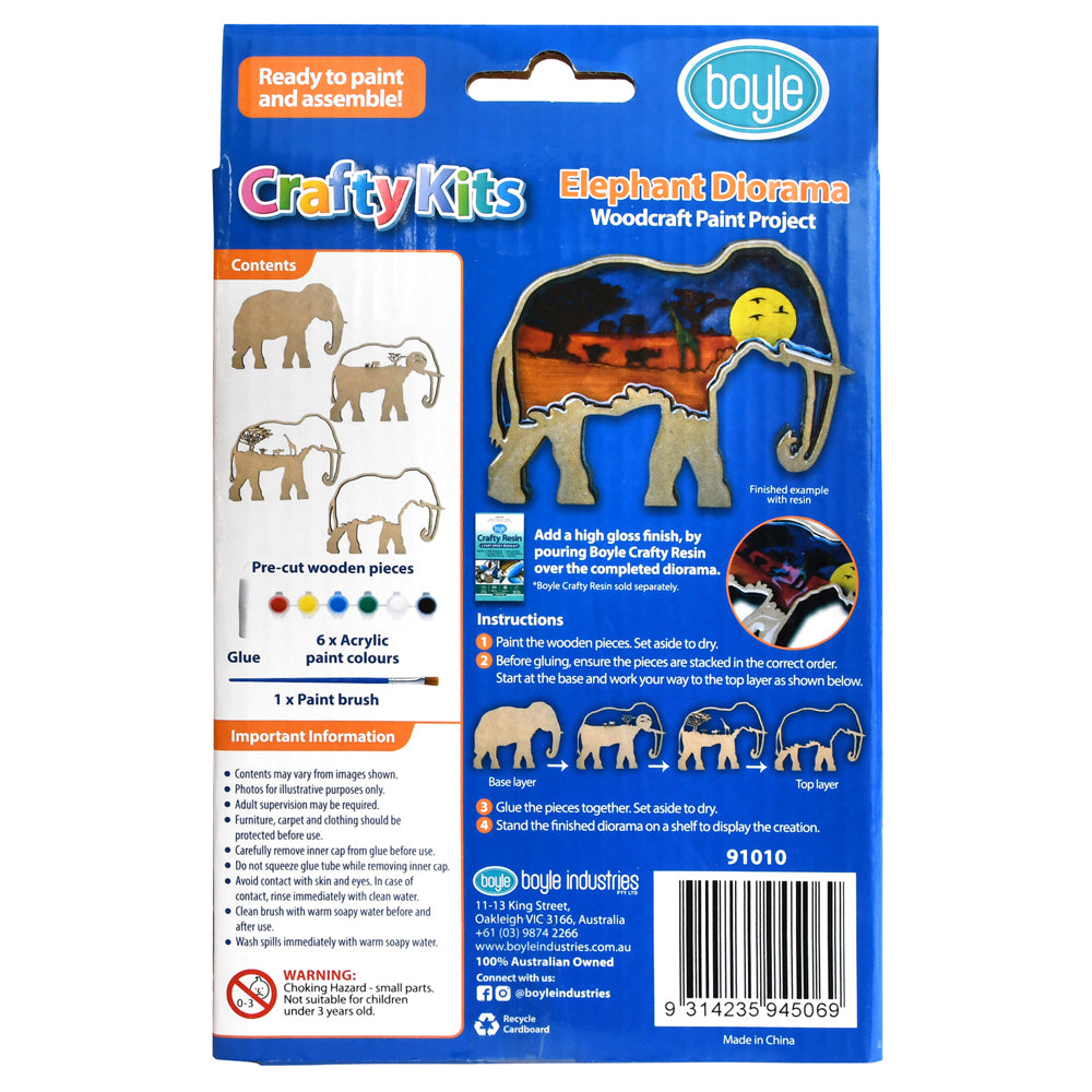 Boyle Crafty Kits Woodcraft Diorama Art/Craft Kit - Elephant 8y+