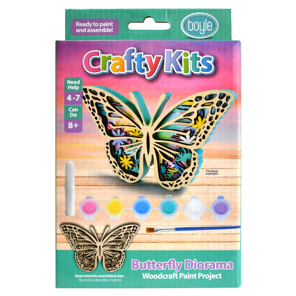 Boyle Crafty Kits Woodcraft Diorama Kids Art/Craft Kit - Butterfly 8y+