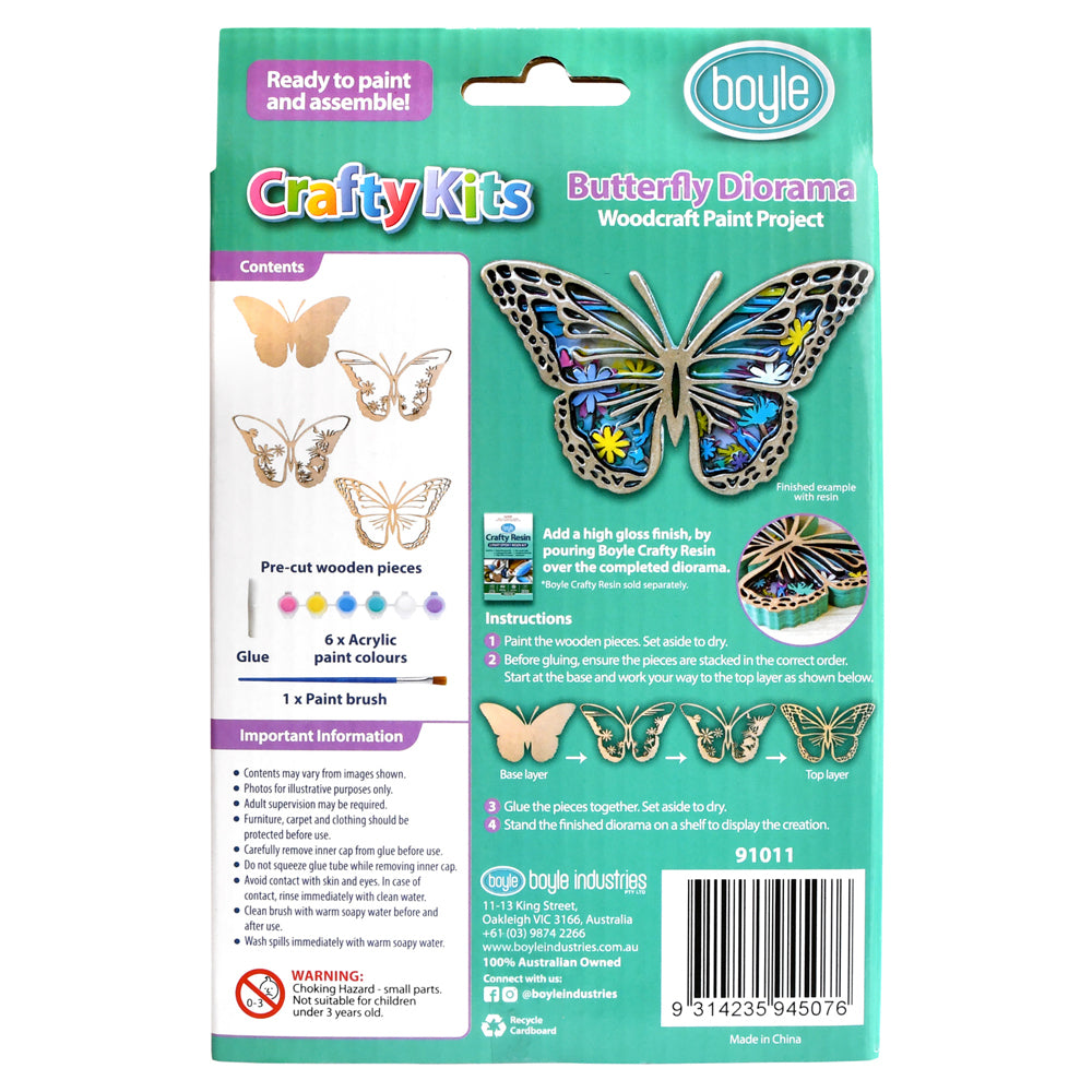 Boyle Crafty Kits Woodcraft Diorama Kids Art/Craft Kit - Butterfly 8y+