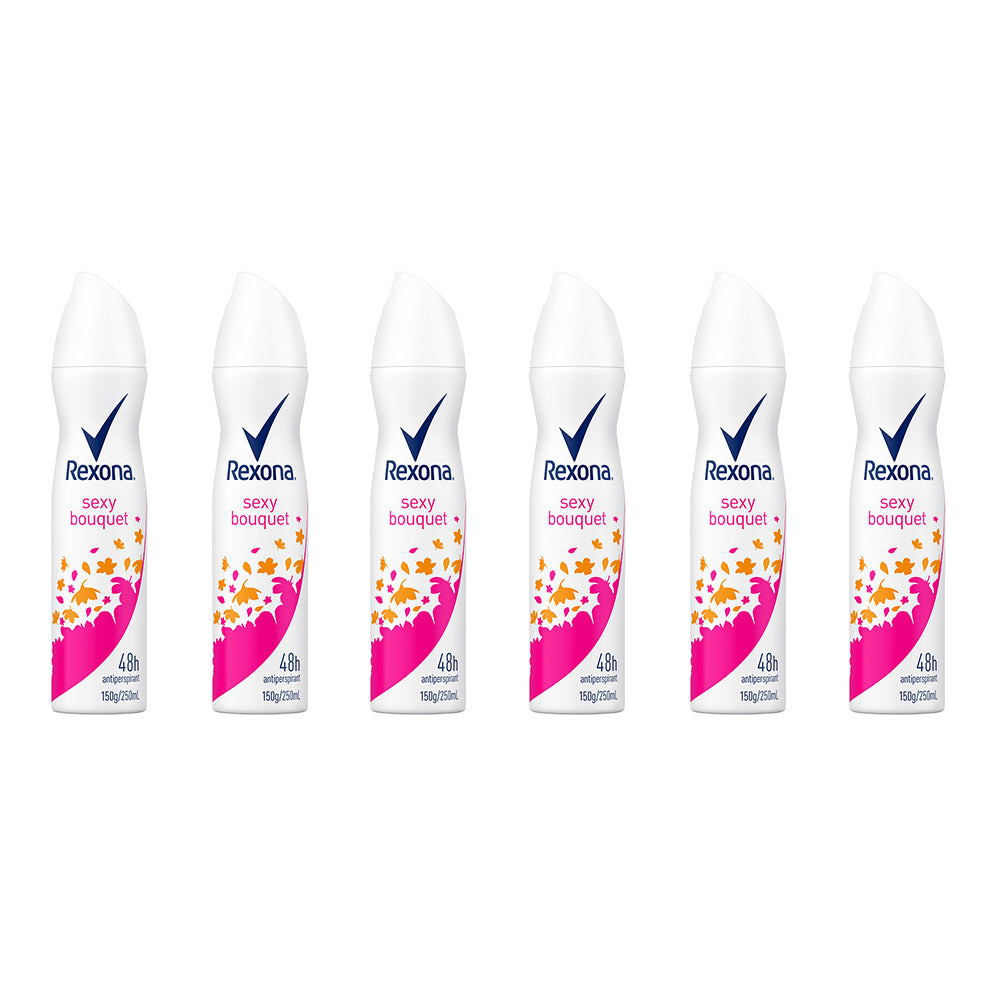 6x Rexona 250ml Anti Perspirant Deodrant - Sexy