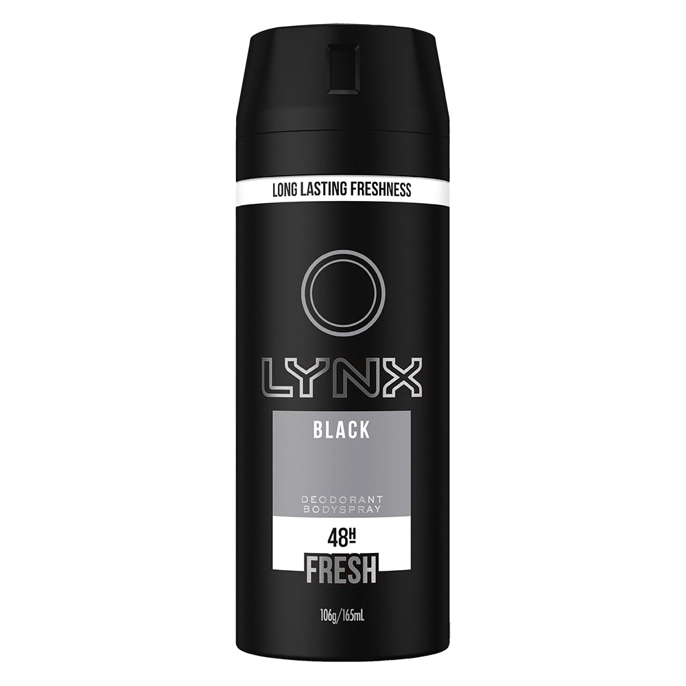 6x Lynx Body Spray Men Fresh 165ml Black