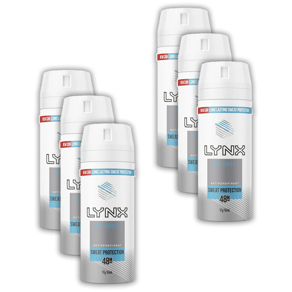 6pc Lynx Ice Chill Antiperspirant/Deodorant Spray 165ml/97g