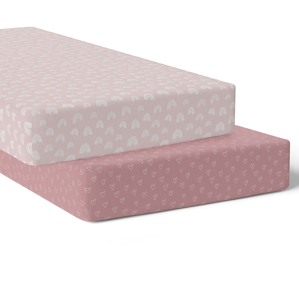 2PK Bubba Blue Nordic 77x135cm Jersey Cot Fitted Sheet Dusty Berry/Rose