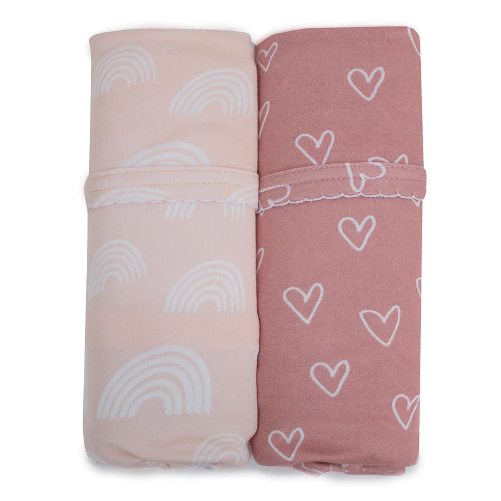2PK Bubba Blue Nordic 80x80cm Jersey Wrap 0-12m - Dusty Berry/Rose