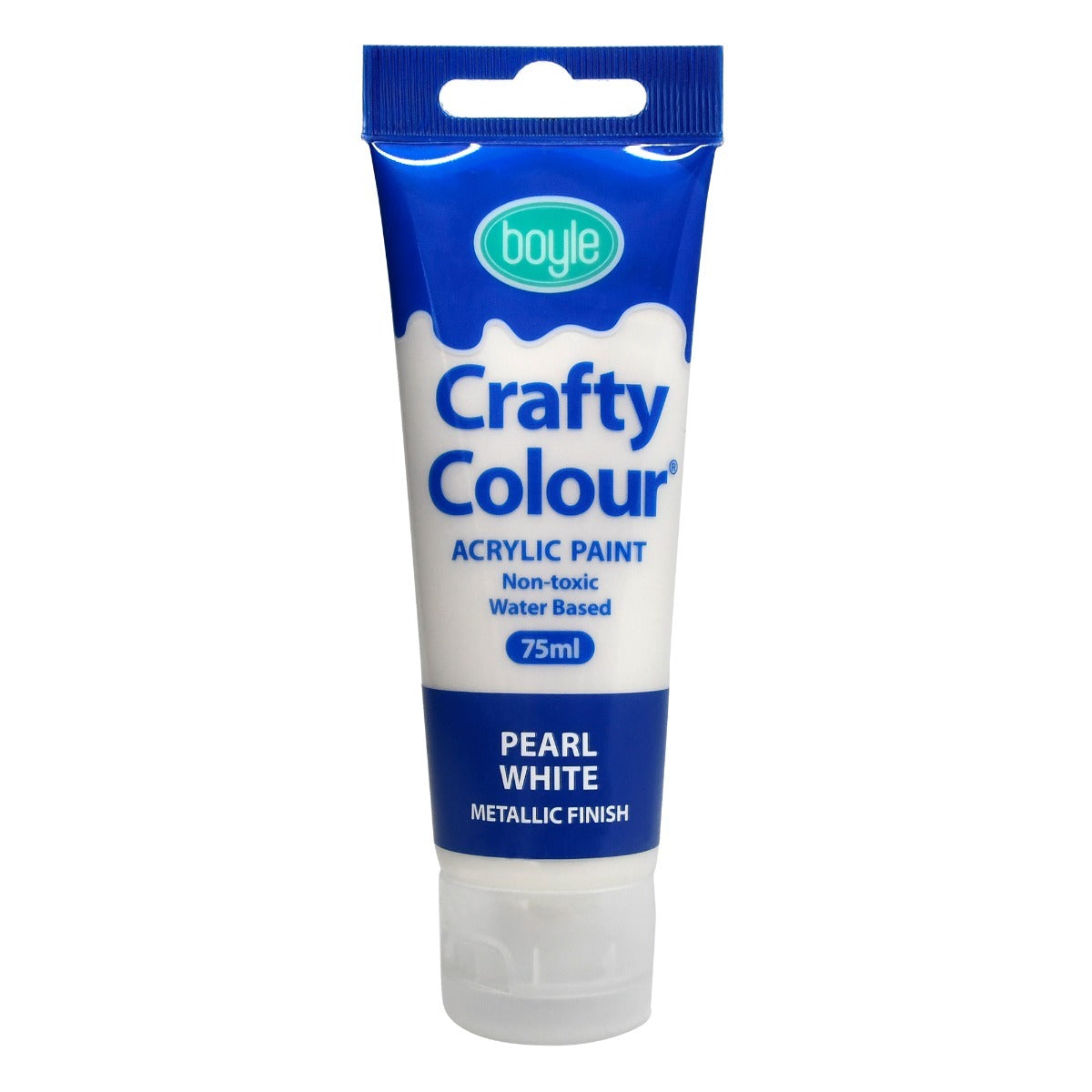 Crafty Colour Art/Craft 75ml Acrylic Paint Tube - Metallic Pearl White