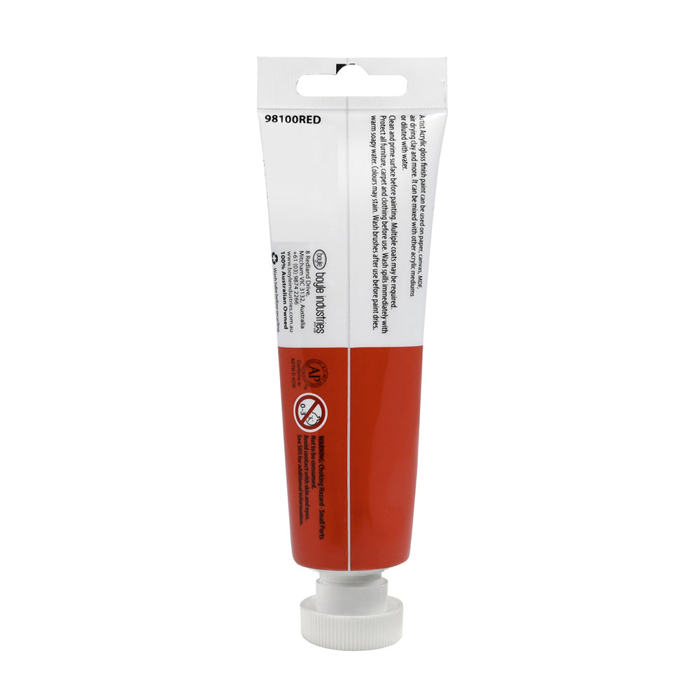 Artist Acrylic Paint 100ml Gloss Finish Water Based - Red 3y+