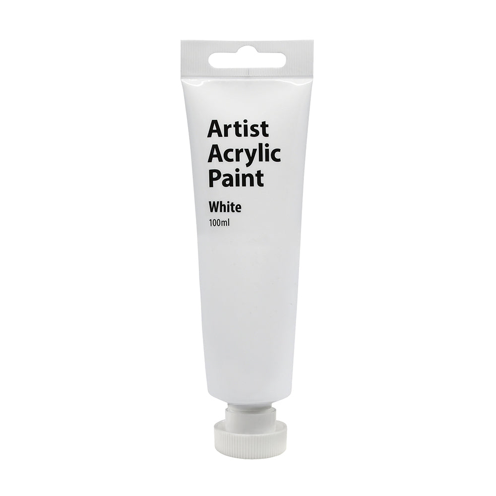 Artist Acrylic Paint 100ml Gloss Finish Water Based - White 3y+