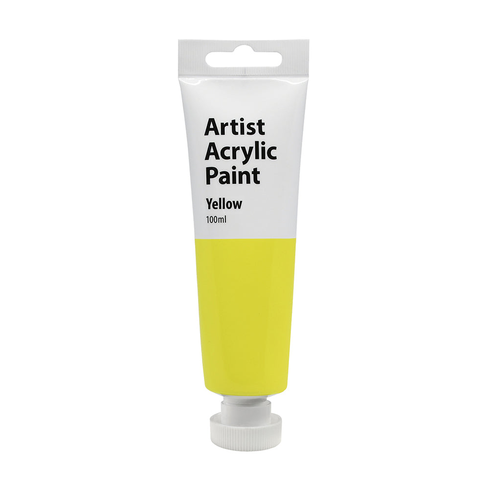 Artist Acrylic Paint 100ml Gloss Finish Water Based - Yellow 3y+