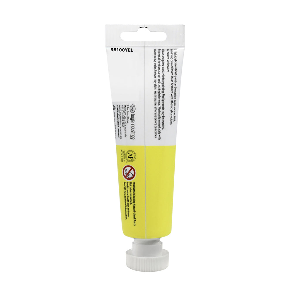 Artist Acrylic Paint 100ml Gloss Finish Water Based - Yellow 3y+