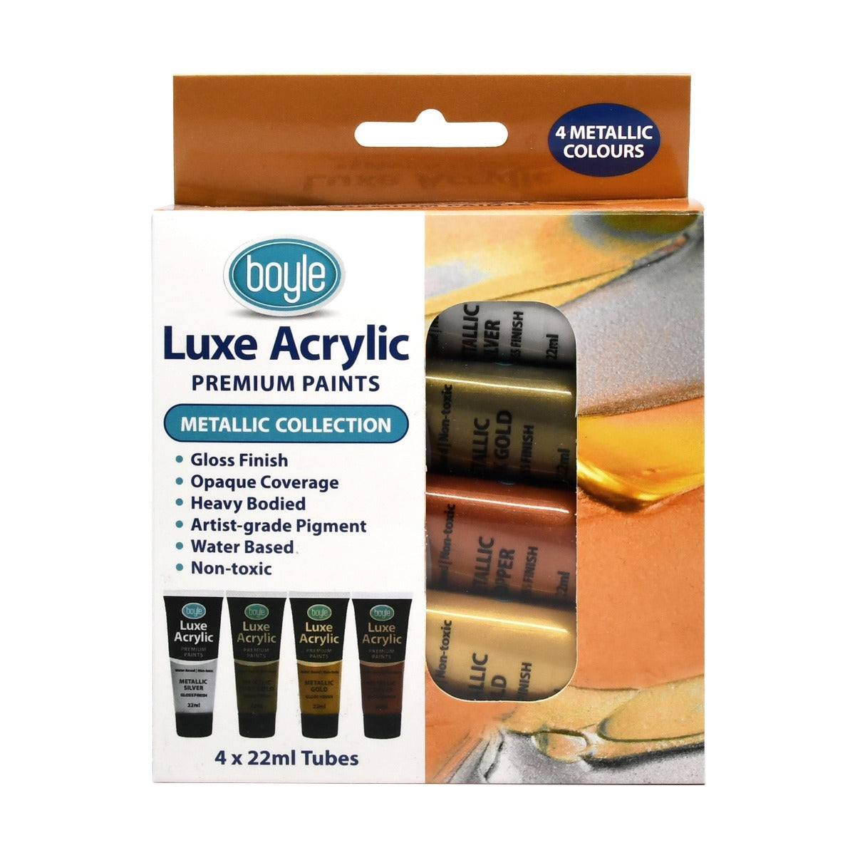 4PK Luxe Acrylic 22ml Premium Paint Tube - Metallic