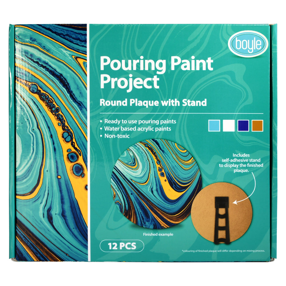 Boyle Pouring Paint Project Kit - Round Plaque with Stand
