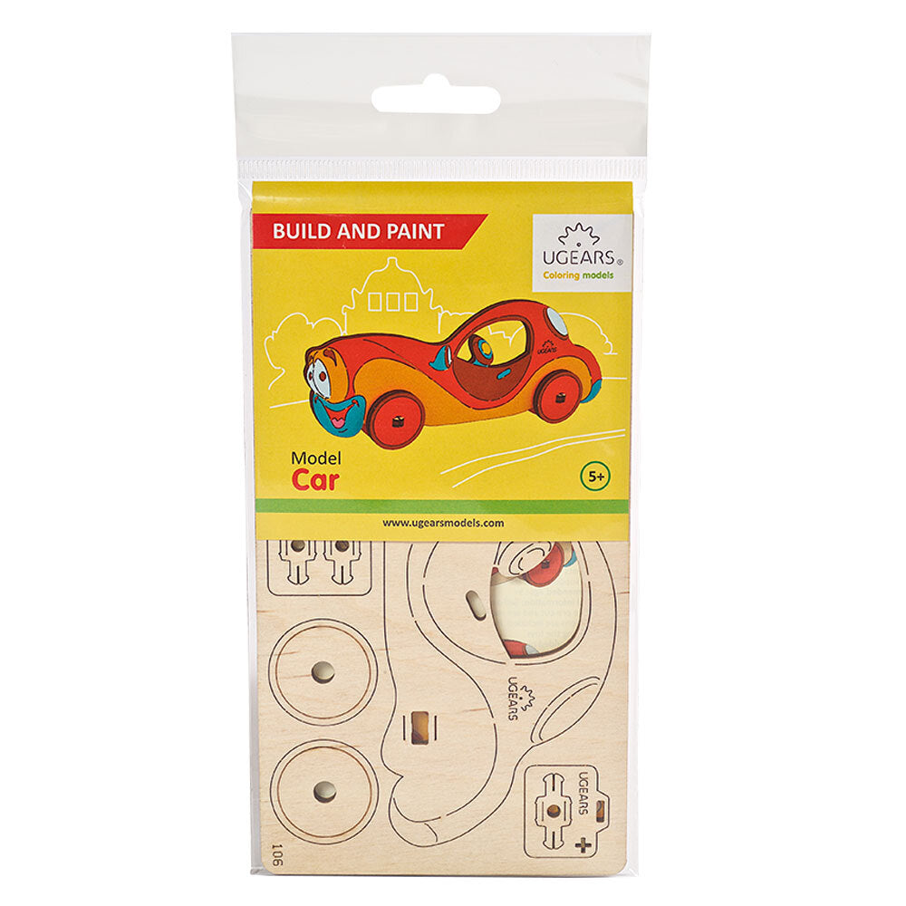 Ugears 3D Colouring Car DIY Wooden Puzzle 8pc