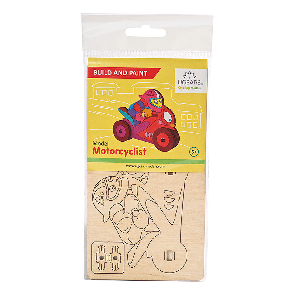 Ugears 3D Colouring Motorcyclist DIY Wooden Puzzle 8pc