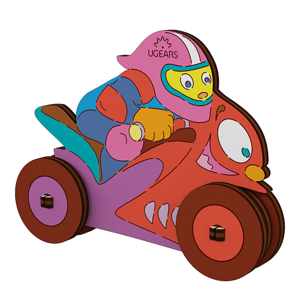 Ugears 3D Colouring Motorcyclist DIY Wooden Puzzle 8pc