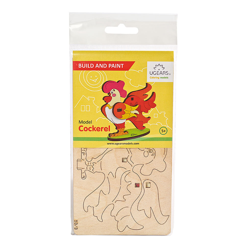 Ugears 3D Painting Cockerel DIY Wooden Puzzle 8pc