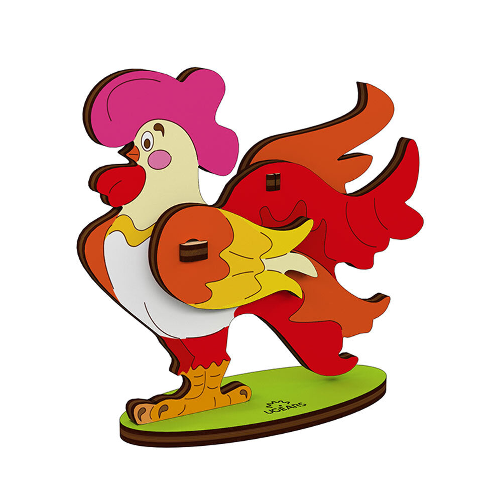 Ugears 3D Painting Cockerel DIY Wooden Puzzle 8pc