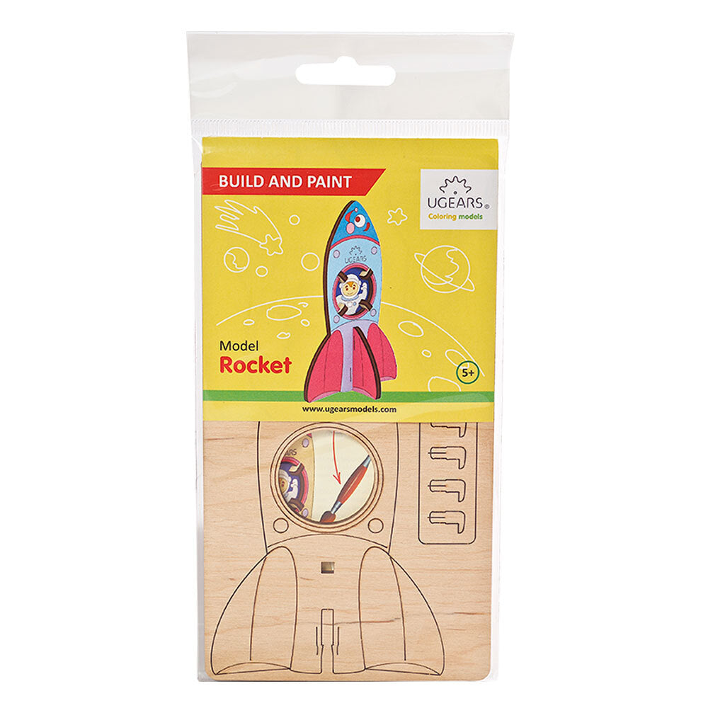 Ugears 3D Painting Rocket DIY Wooden Puzzle 8pc