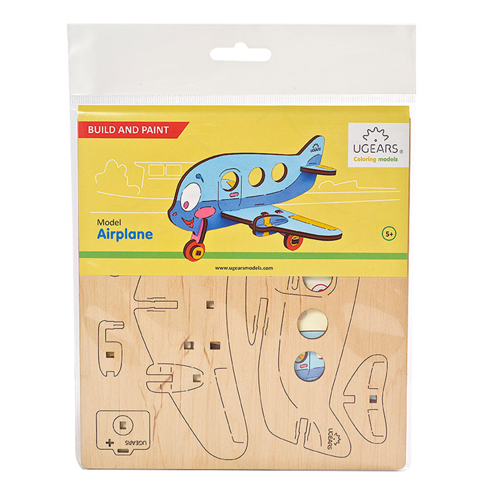 Ugears 3D Painting Airplane DIY Wooden Puzzle 8pc