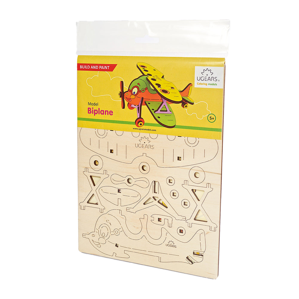 Ugears 3D Painting Biplane DIY Wooden Puzzle 23pc