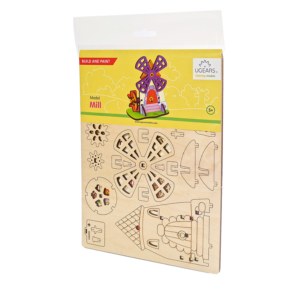 Ugears 3D Painting Windmill DIY Wooden Puzzle 23pc