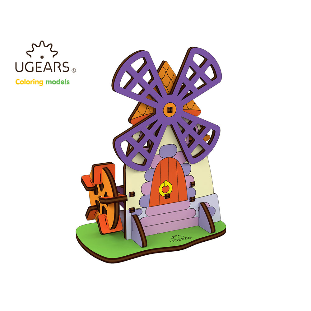Ugears 3D Painting Windmill DIY Wooden Puzzle 23pc