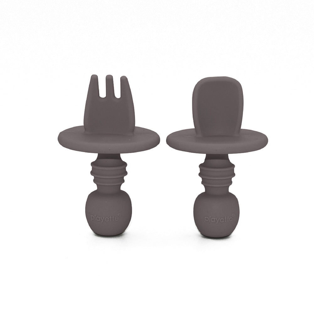 1501003-playette-silicone-mini-baby-infant-utensil-cutlery-set-grey-4m