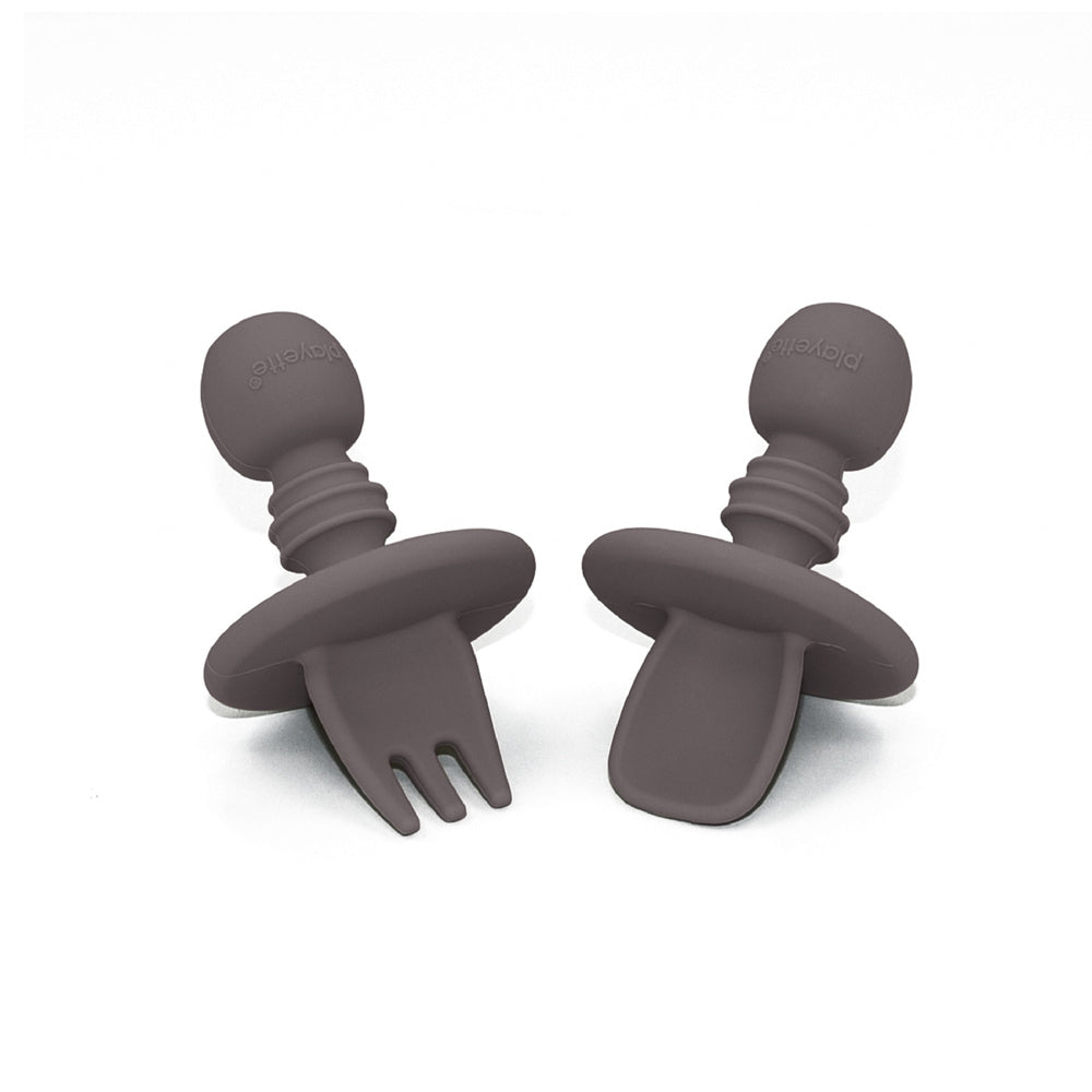 1501003-playette-silicone-mini-baby-infant-utensil-cutlery-set-grey-4m