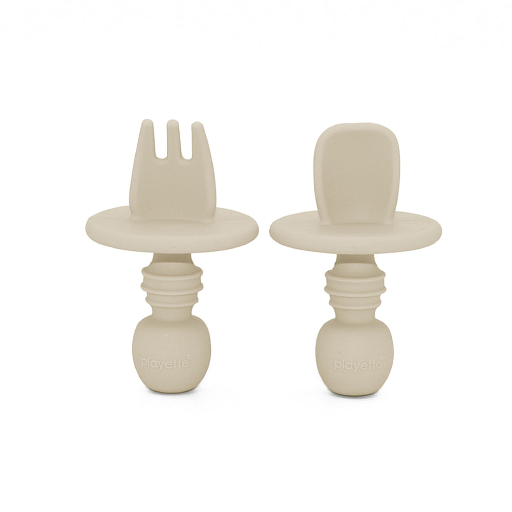 1501004-playette-silicone-mini-baby-infant-utensil-cutlery-set-sand-4m
