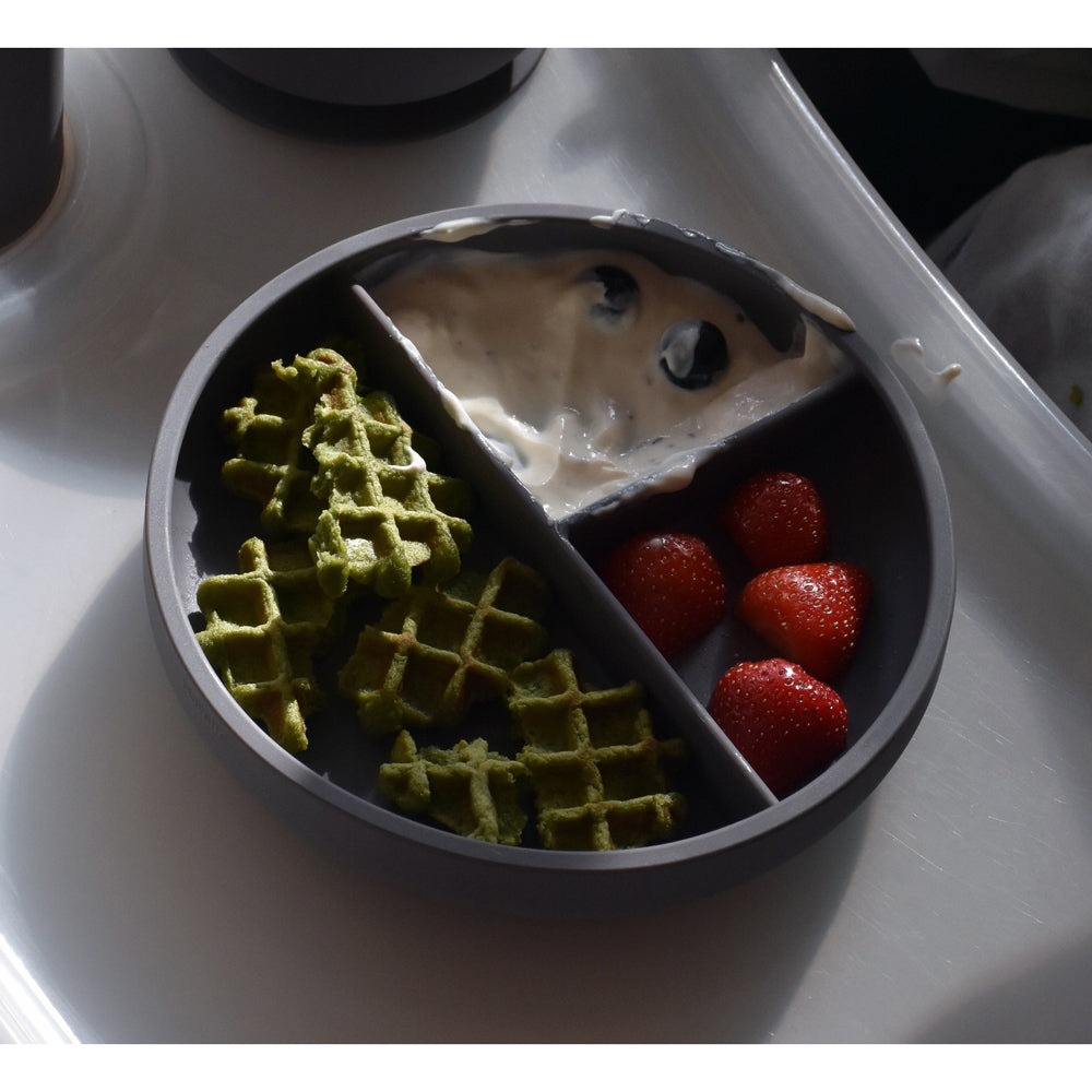 1501006-playette-silicone-divided-baby-infant-plate-grey-4m