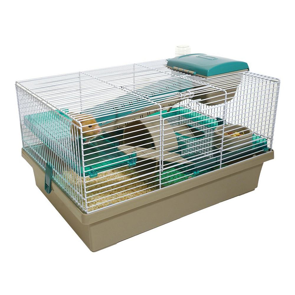 19192-rosewood-pico-50x28-5cm-w-wheels-ladders-hamster-pet-cage-translucent-teal