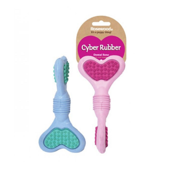20273-rosewood-cyber-rubber-puppy-bone-pet-dog-teething-dental-chew-bite-toy-assorted