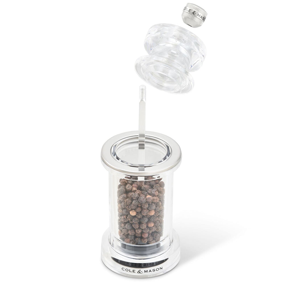 31553-cole-mason-605-acrylic-14cm-pepper-mill-spice-grinder-clear