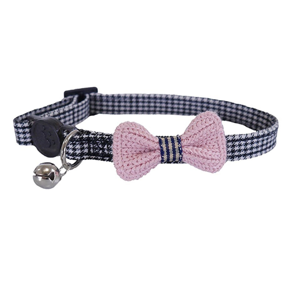 3226-rosewood-designer-bow-dogtooth-adjustable-cat-collar-pink